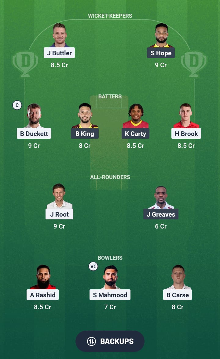 ENG vs WI Dream11 Prediction