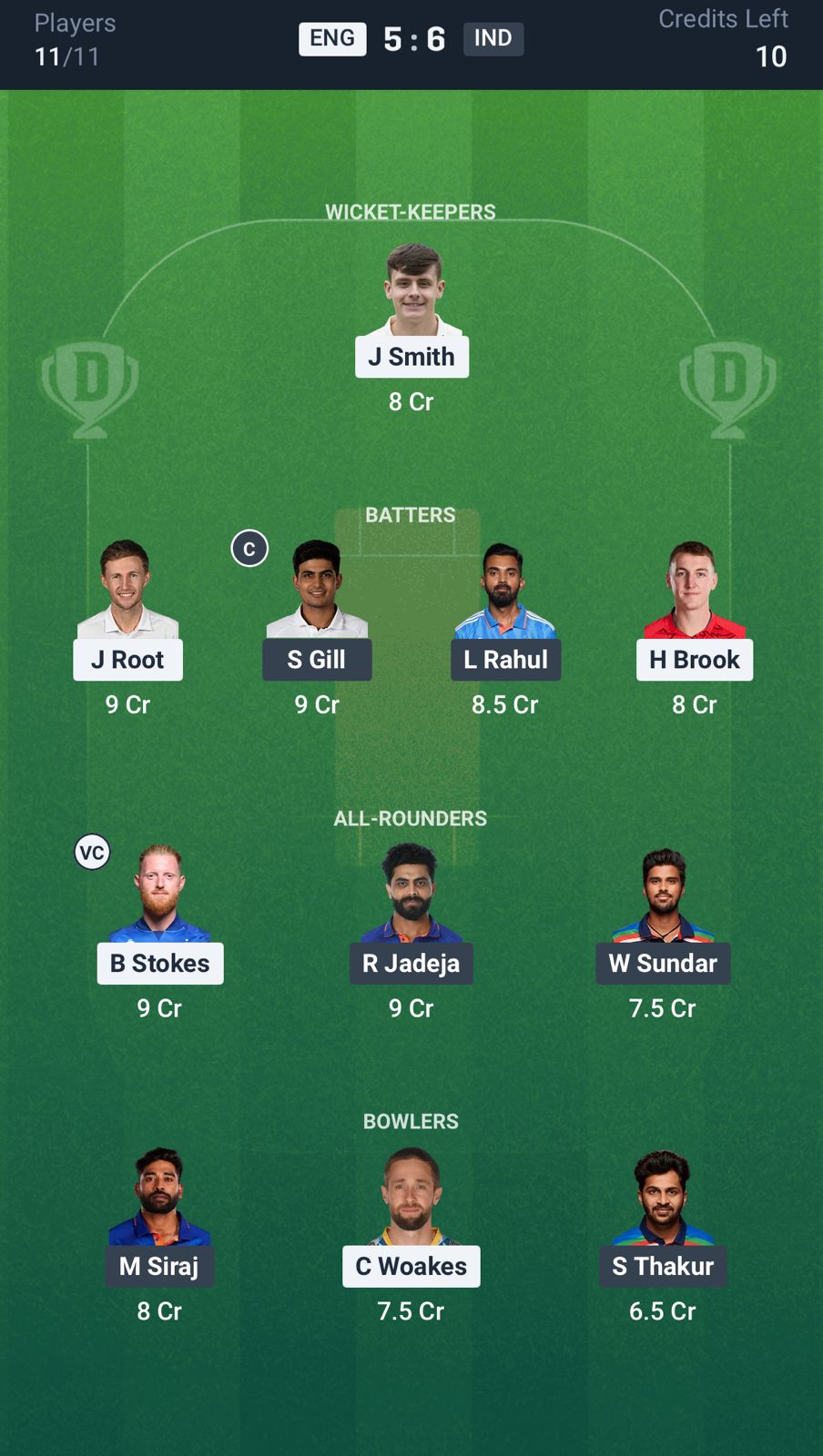 ENG vs IND Dream11 Prediction